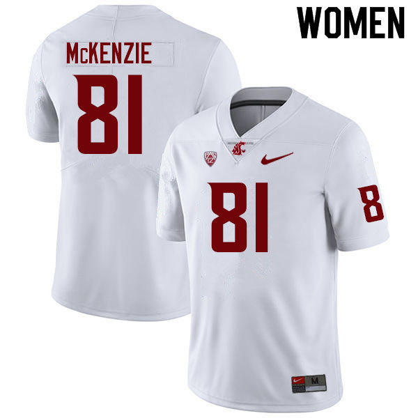 Women #81 Rashad McKenzie Washington State Cougars College Football Jerseys Sale-White - Click Image to Close
